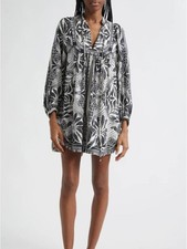 FARM Rio Monochrome Elegance Scarf Print Mini Dress S