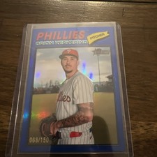 2026 Topps Heritage Orion Kerkering Blue Border 114/150 #300 SP Phillies