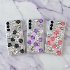 For Samsung Galaxy S25 FE Fashion Bling Glitter Flower Diamond Hard Case Cover