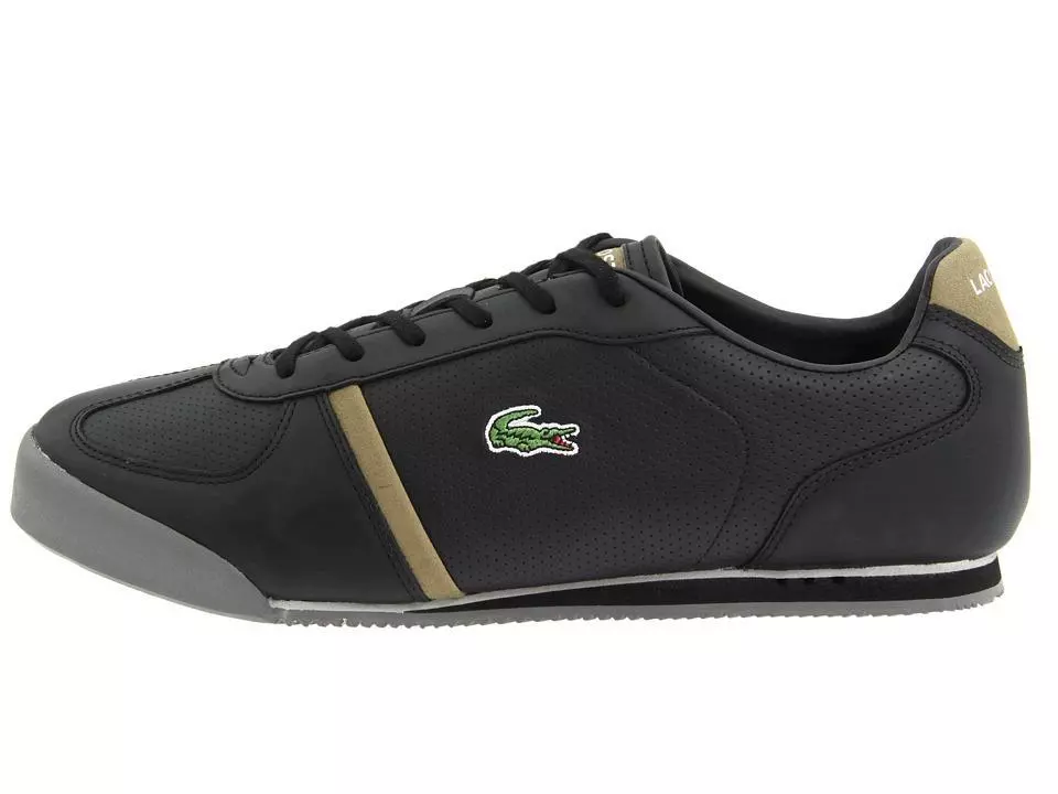 NEW LACOSTE MENS ALERON MB BLACK KHAKI LEATHER FASHION SNEAKERS SHOES | eBay