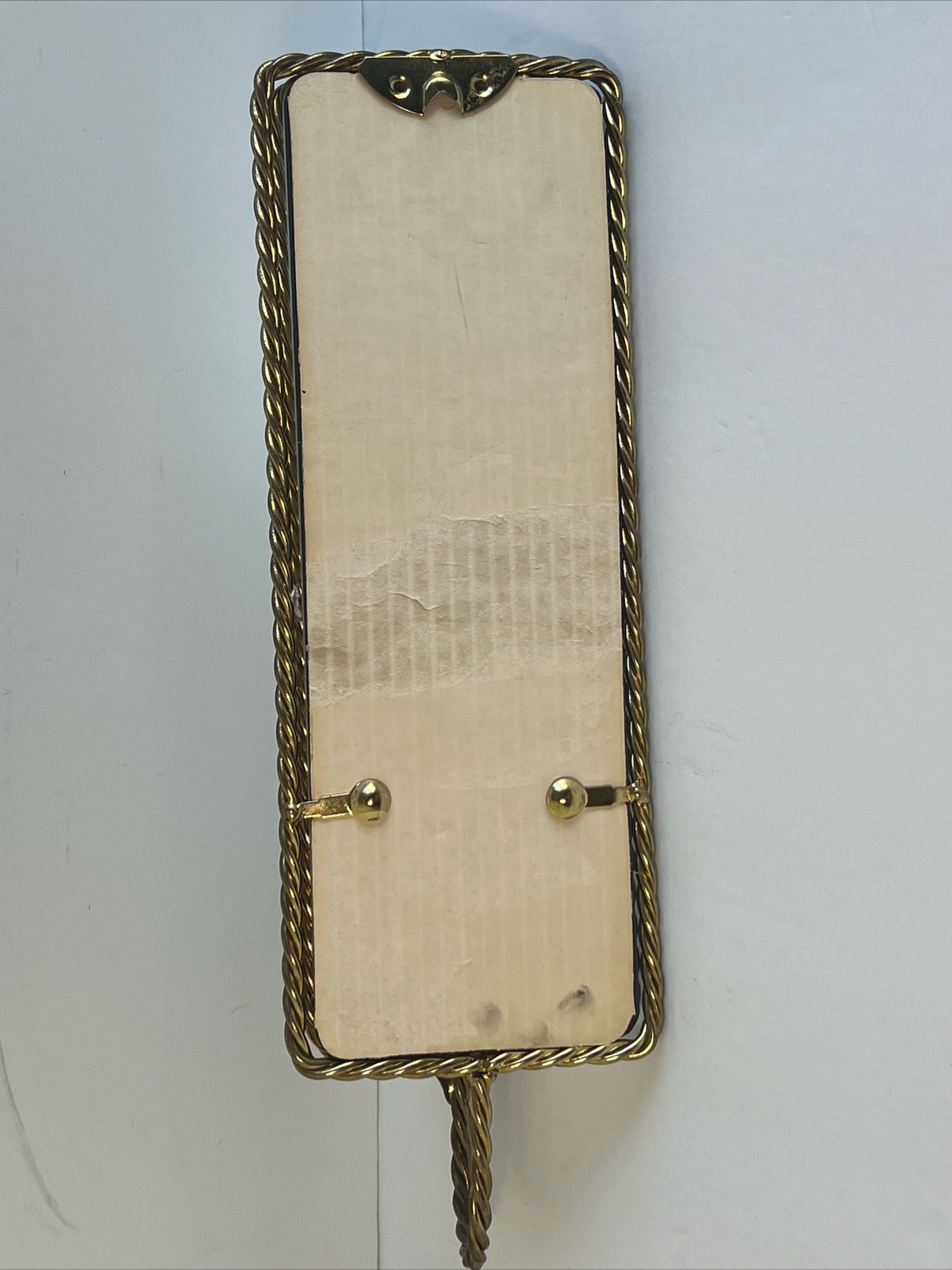 VTG Homco Twisted Brass Metal Mirror Candle Holder Sconce w Leaves Ornate VGC