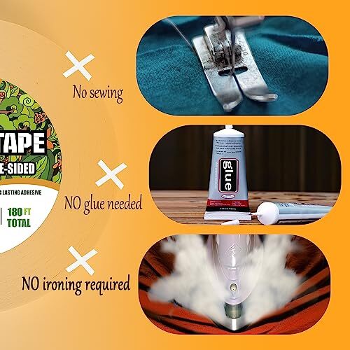Heavy Duty Fabric Tape - Sticky Double-Sided Tape Strong Adhesive 2/5 inch - Picture 5 of 7