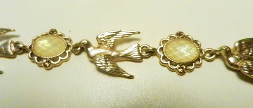 Plejaden Paris - Tauben Gliederarmband & facettierte Cabs - Gold gefüllt Handarbeit - 7 1/2" - Bild 4 von 5