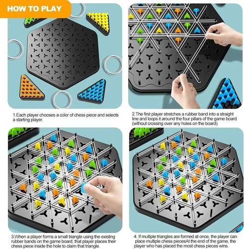 Geometric Chess Game with Elastic Bands Chain Triangle triggle for Kids & Adults - Picture 3 of 8