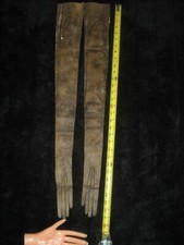 VTG 1900 20s NOS WOMENS KID FRENCH LEATHER 31 IN LONG OPERA GANT PERRIN GLOVES 1