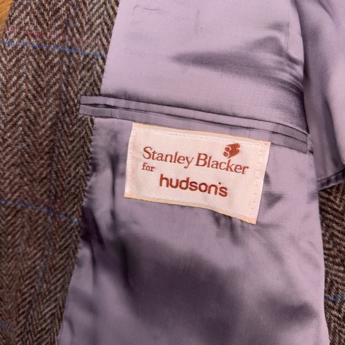 Vintage Stanley Blacker Tweed Blazer 44 Long Brown Wool Piker USA Hudsons New - Picture 4 of 16