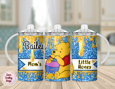 Winnie the Pooh Custom Name 12oz Sippy Cup W/ Two Lids Straw Tumbler Insulated