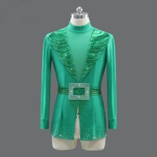 New Men's Latin Dance Costume Party Ballroom Clothes Tops Stage Outfit Suit