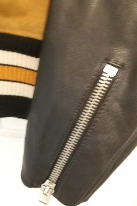 COACH 1941 シングルライダースジャケット 46 Coach 1941 Men's Size 46 LARGE Black Wool & Leather Varsity Jacket