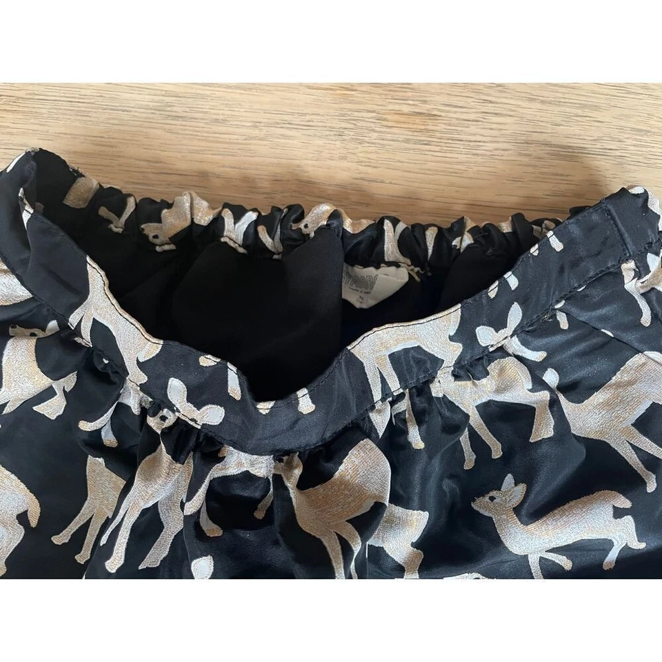 Falda Elegante Jacquard Juvenil Gymboree Holiday Estampado Ciervo Negro y Dorado XL/14 Foto 4 de 4