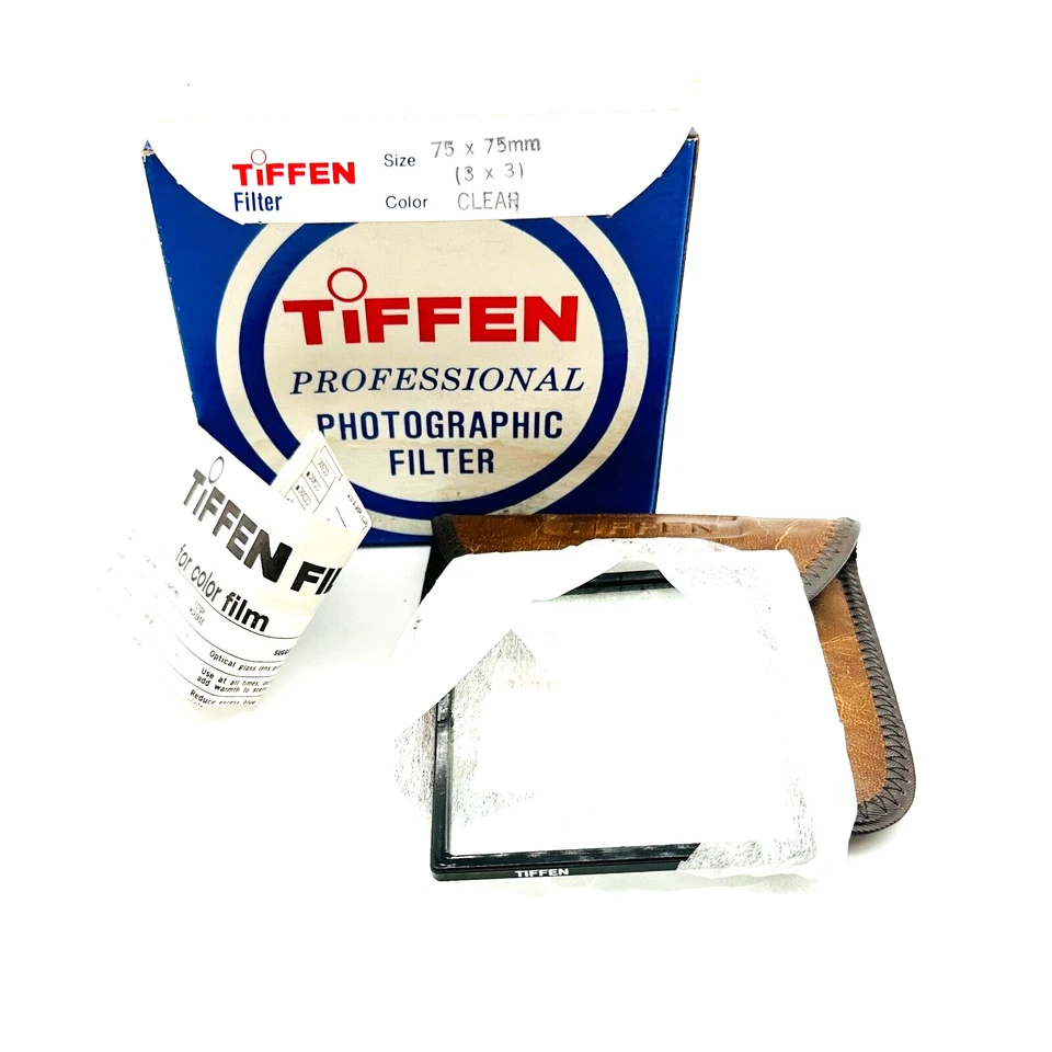 MINT NOS TIFFEN 3x3 75mm Clear Drop in Filter w/Pouch, Insert & Box - Image 2 of 4
