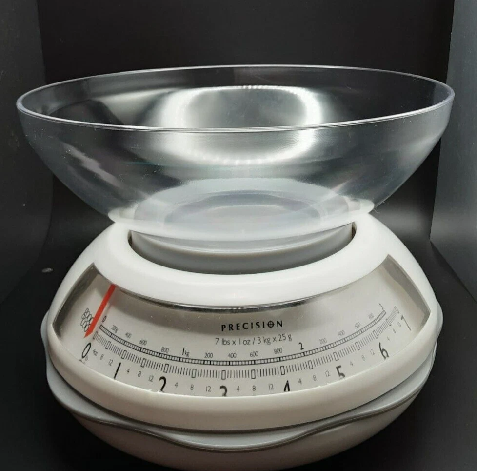 Precision Food Scale with Bowl by Good Cook up to 7 pounds White Base Clear  Bowl