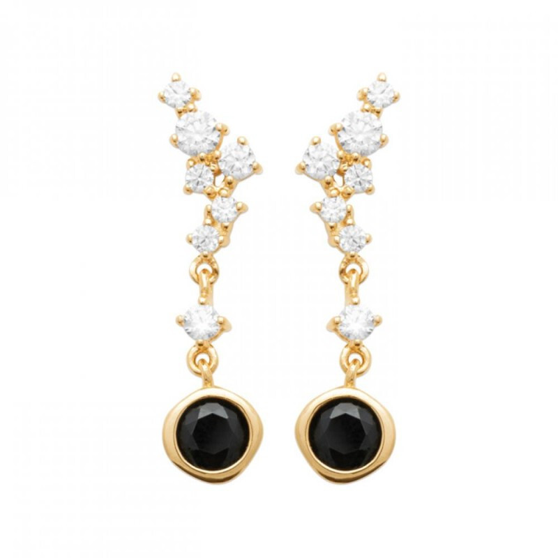 Boucles d'oreilles pendantes en plaqué or et zirconium à offrir pour un anniversaire unique