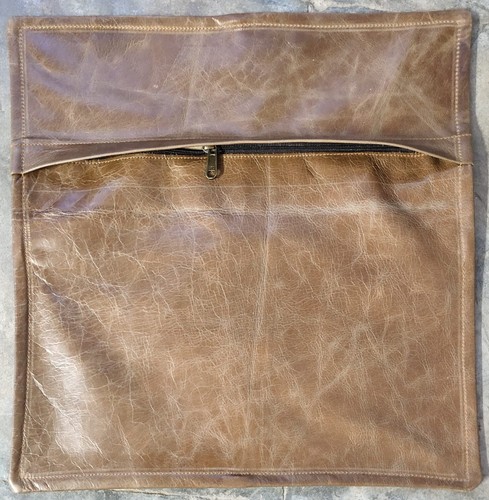 Cow Leather Throw Pillow Covers, Set of 2 Brown Modern Couch Cushion - Picture 3 of 3