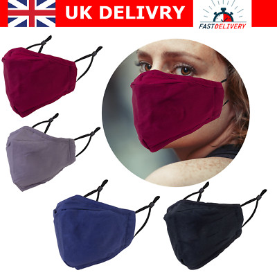 4-lagige Gesichtsmaske 100% Baumwolle waschbar Filtertasche Unisex atmungsaktiv