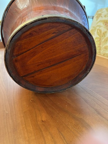 ANTIQUE Chinese Wooden Rice Bucket Barrel and Lid Painted - Picture 15 of 24