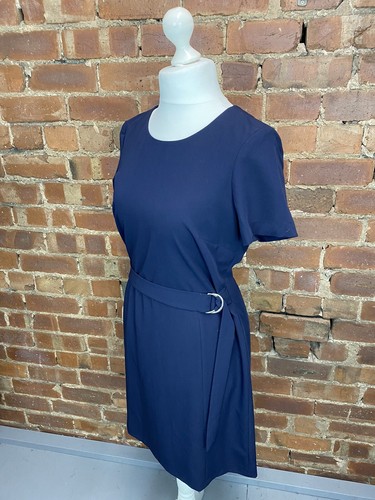 Abito a maniche corte Next blu navy elasticizzato con cintura taglia 14R Smart Classic - Foto 3 di 9