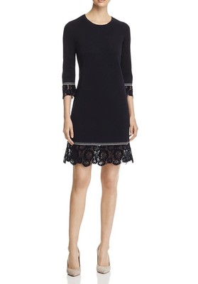 Tory Burch Lace-Trim Sweater Dress Navy 