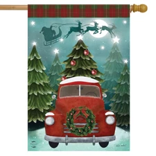 Christmas Eve Truck House Flag Holiday 28" x 40" Briarwood Lane