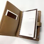 Coach Womens Leather Address Pocket Book Organizer Note Book Pad Pen Brown Tan