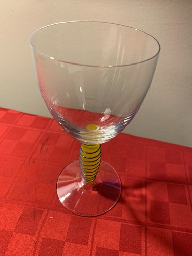 Rare Kosta Boda Epoque 6 1/2" Gold Spiral Stem Anna Ehrner Wine Glass Vintage - Picture 5 of 17