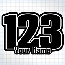 3 x MX Race Numbers with Name - Bike / Kart / Quad / Jet-Ski - Chubby Style
