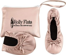 Women's Portable Foldable Ballet Flats Shoes Pumps Roll Up Slippers with Trav...