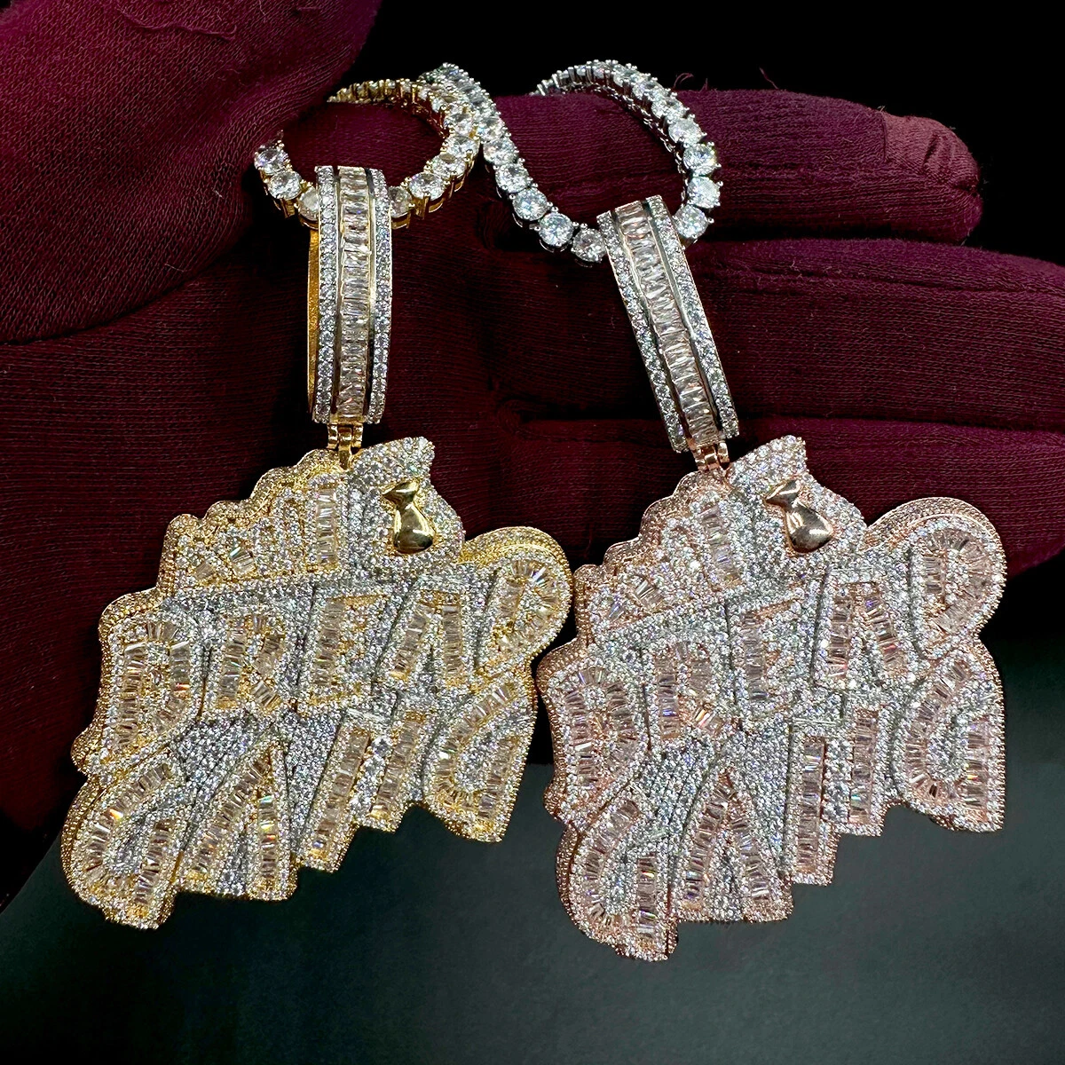 Hip Hop Bling Iced Out Cubic Zircon CZ Dog Pendants & Necklaces Copper  Necklace For Men