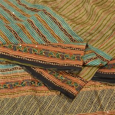 Sanskriti Vintage Multi Color Sarees Pure Silk Hand Beaded Sari Craft Fabric