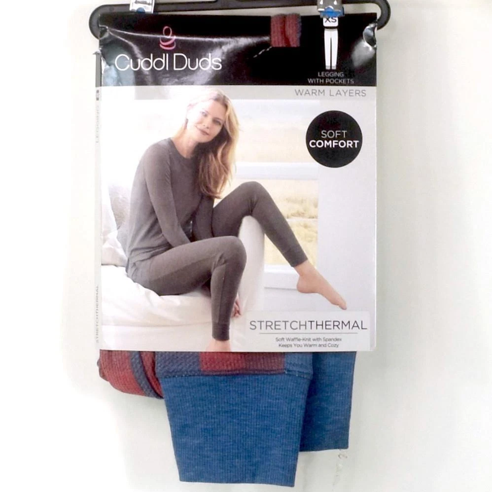 Cuddl Duds Womens Stretch Thermal Leggings w/ Pockets Choose Size Color New