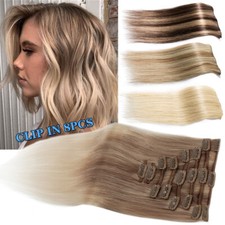 REAL HAIR 100 Human Hair Extensions Clip In Real Remy Hair FULL HEAD CLEARANCE