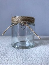 Handmade glass jar heart tea light wedding shabby chic twine Lantern Centrepiece