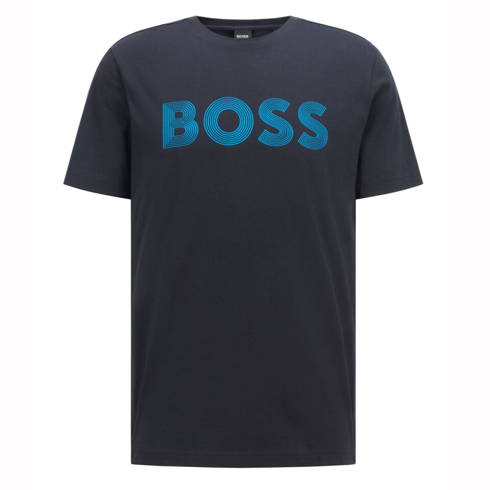 NWT HUGO BOSS CottonJersey TShirt with FINELINE LOGO ARTWORK Dark