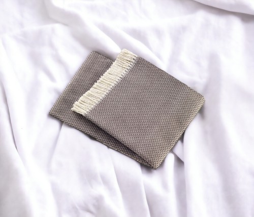 Soft Taupe Links Pattern Throw Blanket - Picture 2 of 6