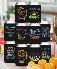 Can Beer Coozie Koozie Drink Different Patterns 4 pc set Insulated Neoprene NEW