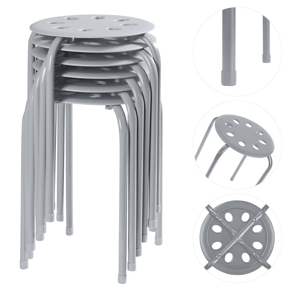 6x Portable Plastic Stack Stools Round Classroom Stools Chairs for Students Kids - Image 4 of 4