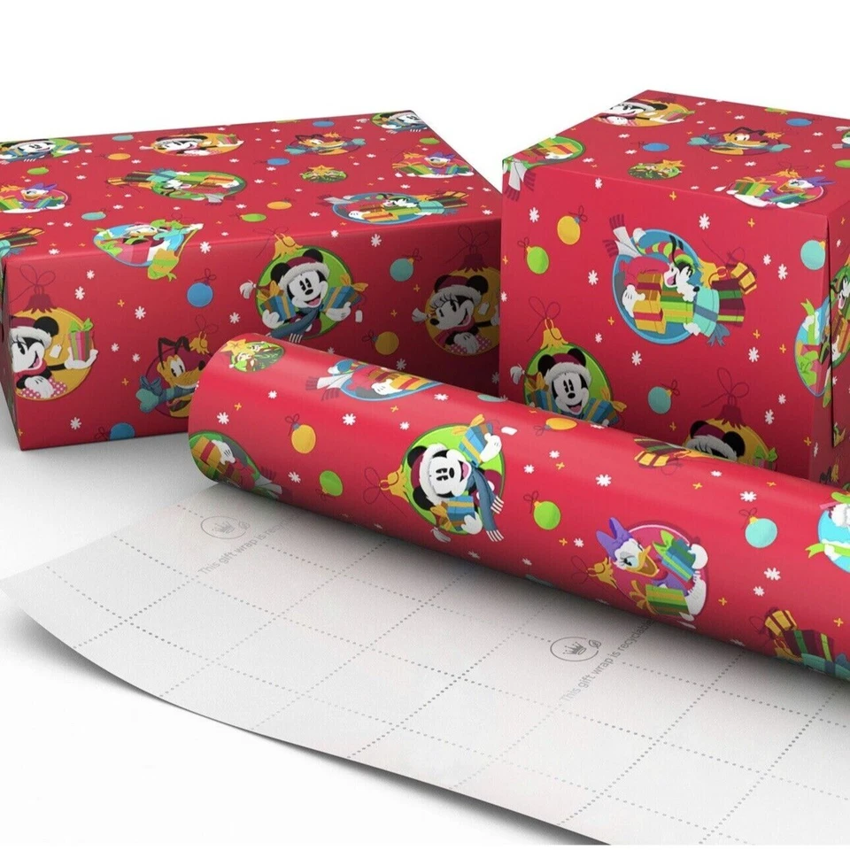 Hallmark Wrapping Paper Christmas Disney Mickey Mouse and Friends Red 25 sq ft - Image 3 of 4