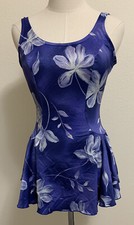 VTG Swimsuit One Piece Floral Skirted Size 10 Bust 33 ; Waist 24 Purple