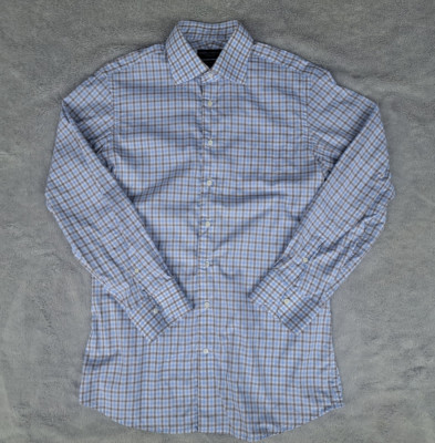 Spier & Mackay Dress Shirt Mens 16 Extra Slim White Check Long Sleeve Handmade