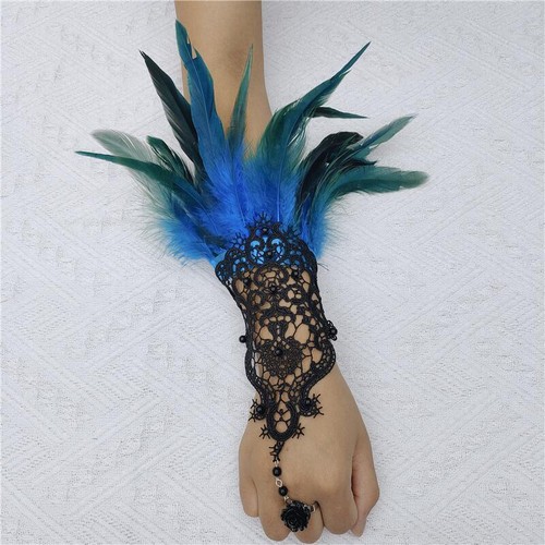 Women's Gothic Feather Long Gloves   Mesh Elbow Gloves Lady Witch   Cuffs - Bild 24 von 43