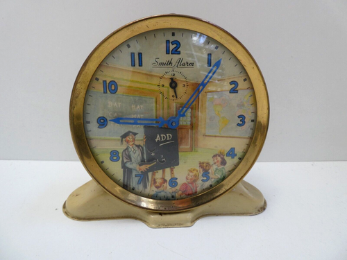 SMITHS VINTAGE NOVELTY MOTION SCHOOL ROOM MATHS TEACHER BEDSIDE ALARM CLOCK