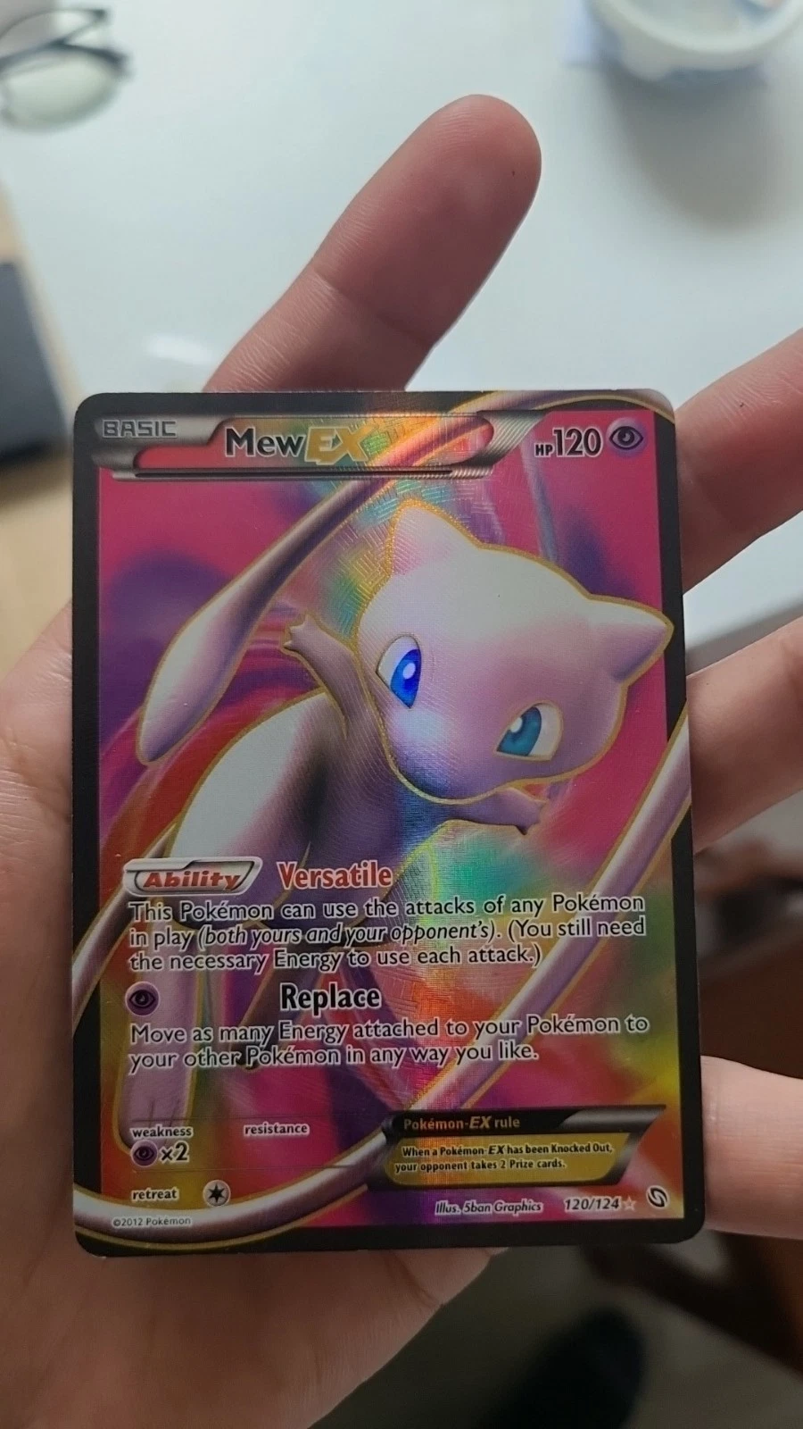 Mew EX (120 Full Art) 120/124 Dragons Exalted Holo Pokemon 2012 PSA 8
