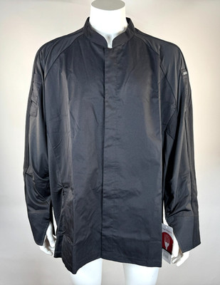 Chef Works Valencia Chef Coat Mens 3XL NWT Long Sleeve Cotton Blend Snaps Black