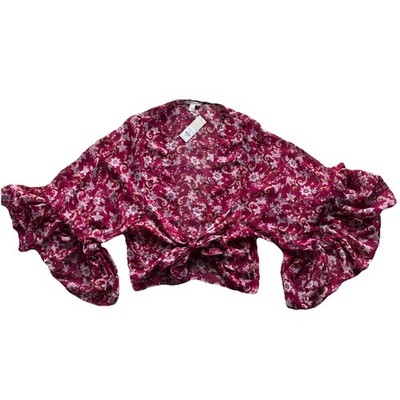 Mi Ami by Francesca's Women's Wide Bell Sleeve Shirt Red Floral One Size NEW $46