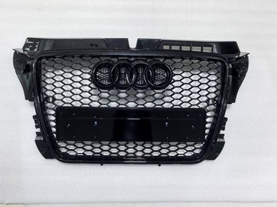 Frontgrill passend für A3 S3 8P 09-12 Full Black Waben Design Emblem-Halterung