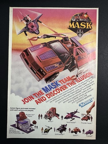1985 Kenner MASK Toys Figures Vintage Comic Ad Promo Art Yamaha Synthesizer - Picture 1 of 3
