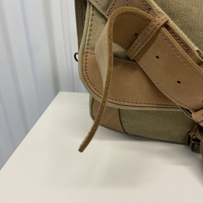 90s LL Bean Canvas Leather Trim Tan Khaki Buckle Medium Messenger