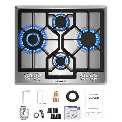 Koxking 4 Burners Gas Cooktop Propane Stove Top 24'' in Dual fuel NG/LPG Bulit-in