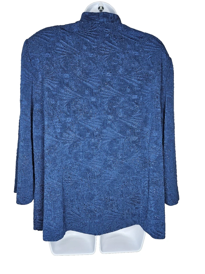 Chaqueta Alex Evenings Azul Metálico Tejido Frente Abierto Mujer’s Plus 22W Foto 2 de 4