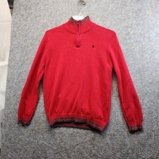 Izod Boy's Red Tight Knit Long Sleeve High Neck 1/4 Zip Pullover Sweater Size XL